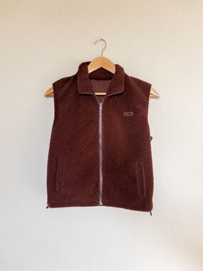 LMD Brown Sherpa Fleece Vest | Full Zip Teddy Vest | Cozy Layering Piece